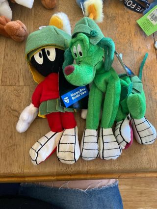 Looney Tunes Marvin The Martian & K - 9 Dog 10 " Plush Toys Warner Brothers