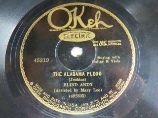 78 Rpm - Blind Andy - Okeh 45319 - The Fate Of Elba,  Alabama