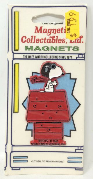 Rare Vintage Snoopy Red Baron Peanuts Fridge Magnet Charles Schulz — Nos