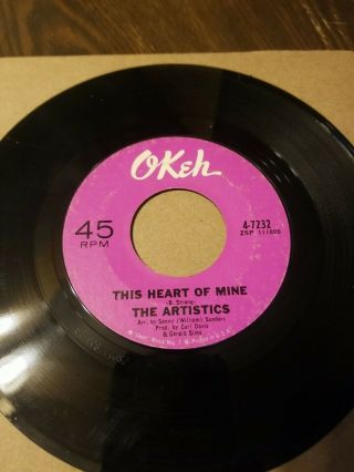 The Artistics This Heart Of Mine Okeh Soul Funk Northern Rnb Blues 45 Record