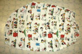 1971 Charlie Brown Peanuts Snoopy Twin Fitted Bed Sheet - As Remnant/cutter