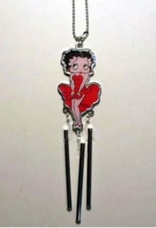 Betty Boop Review Mirror Car Chime Enamel Full Color 7 "