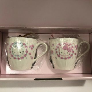 Sanrio Hello Kitty Ceramic Pair Mug Cup Set 2 Pink & Blue W/box [chipped]