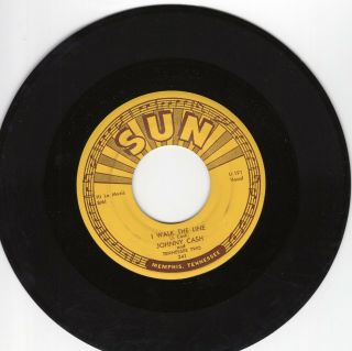 Johnny Cash 45 I Walk The Line/get Rhythm Sun Orig Rockabilly Ex,  Heavy Vinyl 83