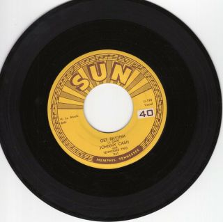 Johnny Cash 45 I Walk The Line/Get Rhythm SUN orig ROCKABILLY EX,  heavy vinyl 83 2