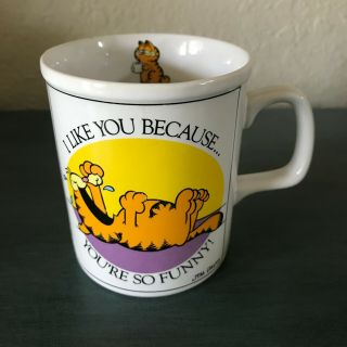 Vintage 1978 Garfield Coffee Mug I Like You Because You’re So Funny Jim Davis