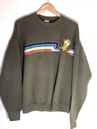 Looney Tunes Sweater 1997 Rainbow Tweety Bird Mens Xl Usa