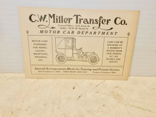 Antique Rate Card C W Miller Car Transfer Co Buffalo Ny 1912