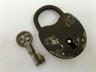 Lock Old Iron Padlock Made In Germany Rear Shape Collectible Delta