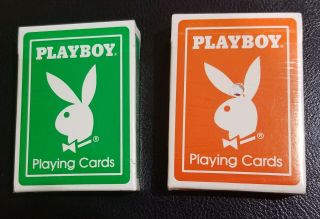 Vintage Playboy Playing Cards Green & Orange Deck Us Playing Card Co Rare