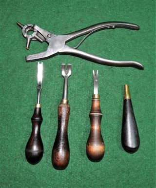 5 Vintage Cobbler Tools,  Leather Tools,  C.  S.  Osborne,  Sampson Tool Co.  - N - Cl