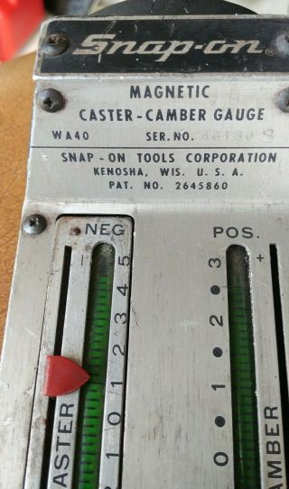 Vintage Snap On Tools Magnetic Caster - Camber Gauge WA40 3
