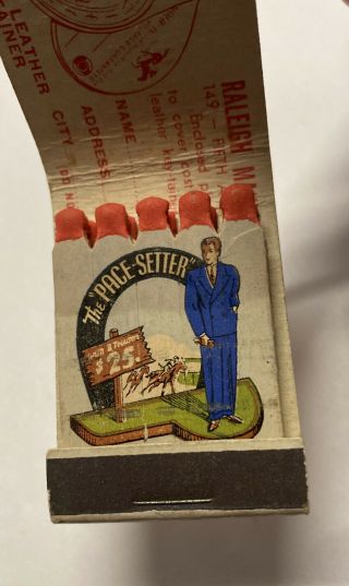 Vintage Feature Advertising Matchbook The Pace Setter Suit Exclusive Agency
