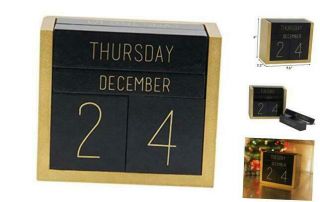 Wooden Perpetual Calendar,  Wooden Block Daily Calendar Office Desk Accessories