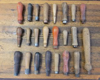 Vintage Tools Antique Chisel File Wood Handles Carpenter Woodworking Tool Set☆us