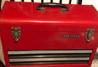 Vintage Craftsman 2 - Drawer Tool Box Red Portable 18.  5” X 12” Tall Usa Made