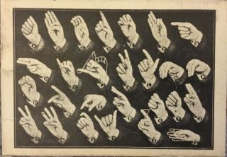 Early 20th Century Vintage American Sign Language Asl Chart