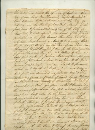 1801 Land/deed Deal Daniel Henshaw Albany Ny & Joshua Waddington Nyc Land In Ct
