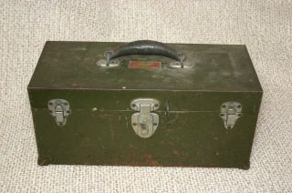 Vintage Union Metal Tool Box Chest Mechanic Plumber Electrician Fishing Tackle