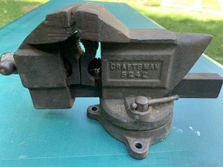 Vintage Craftsman 5242 Bench Vise 3 - 1/2 " Inch Jaws W/ Swivel Base