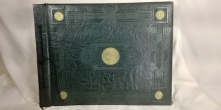 Vintage Dark Green Embossed Leather Photo Album/scrap Book Blank