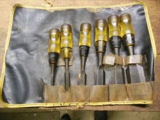 Vintage Stanley 60 Butt Chisels 6 Pc Set 1/4 " To 1 1/2 " Old Wood Carving Tool