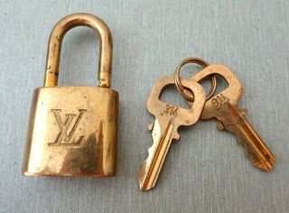 Louis Vuitton Paris Pad Lock And Key Matching Pair Luggage Brass Gold Lv Locks