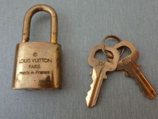Louis Vuitton Paris Pad Lock and Key Matching Pair Luggage brass gold LV LOCKS 2