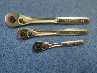 Craftsman Usa Ratchet Socket Wrench Set 1/2 3/8 1/4 Vintage 44807 44808 44809