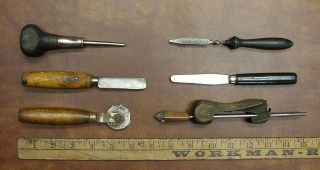 Old Tools,  24 Vintage & Antique Wood Handle Tools,  Carpenter,  Cobbler,  Graver 3