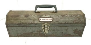 Vtg Craftsman Tombstone Metal Portable Locking Tool Box W/ Tray Crown Logo