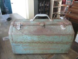 Vintage Simonsen Tool Tackle Box Cantilever Metal Chicago Large W/ Trays