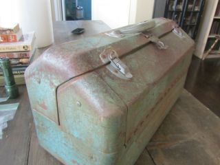 Vintage Simonsen Tool Tackle Box Cantilever Metal Chicago Large w/ Trays 3