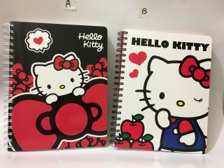 Spiral Note Book 90 Sheets: Big Red Bow Kitty Or Blue Outfit Apple Kitty
