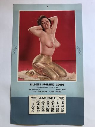Vintage Hiltons Sporting Goods Bonnie Logan Risque Pinup Calendar Quincy Mass