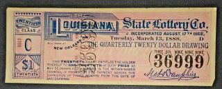 1888 The Louisiana State Lottery 20th Class C - Orleans 1
