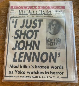 I Just Shot John Lennon York Post Dec.  9,  1980 Near