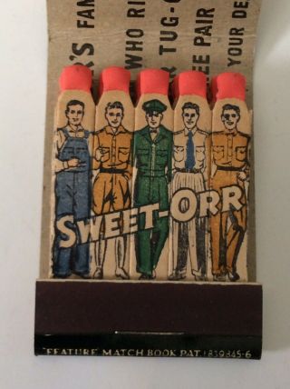 Vtg Feature Matchbook Sweet Orr Work Clothes For Men Rothman’s Circleville Ohio