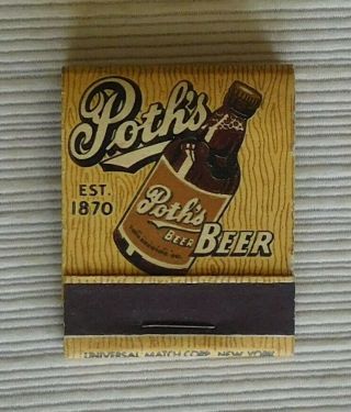 Poth Brewing Co.  Matchbook,  Philadelphia,  Pa. ,  Beer Can,  On Draught,  Bottles