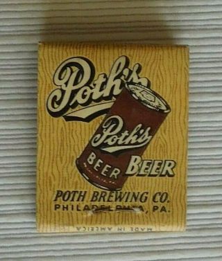 Poth Brewing Co.  Matchbook,  Philadelphia,  PA. ,  Beer Can,  On Draught,  Bottles 2