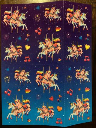 Vintage Lisa Frank Carousel Unicorn Sticker Sheet S361