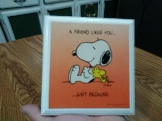 Vintage Hallmark Plaque Snoopy A Friend Likes You.  Just Because 1965 Cool