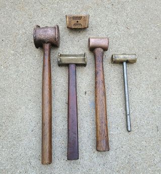 (5pc) Vintage Brass & Copper Hammers,  Custamite Usa