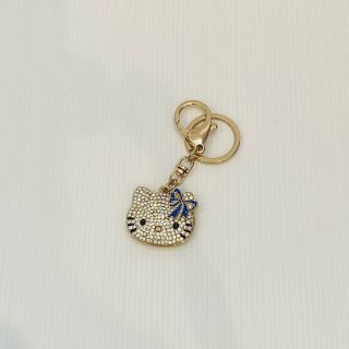 Hello Kitty Diamante Key Ring Chain Mirror Pendant Gold White Blue