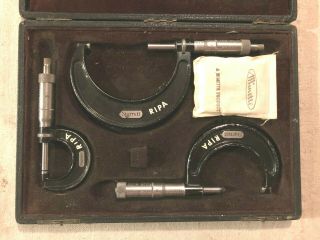Vintage Starrett Micrometer Set 436 - 3 Piece Boxed Set