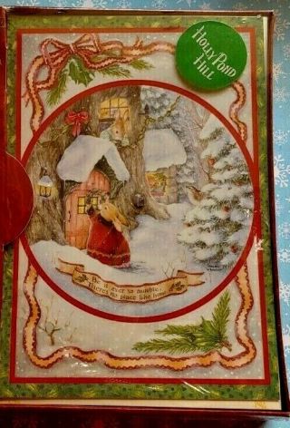 Vintage Holly Pond Hill By Susan Wheeler Christmas Cards Bunny With Wreath Nib