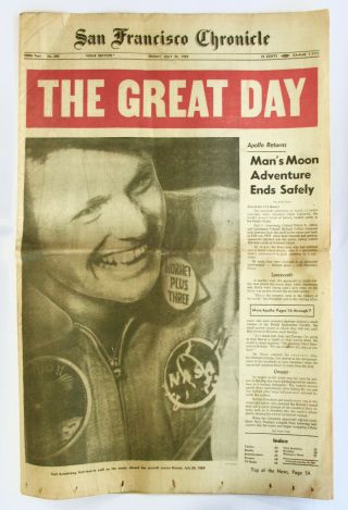1969 Neil Armstrong Moon Landing San Francisco Chronicle Newspaper July 25 Great