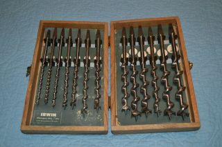 Vintage Irwin 13 Piece Drill Bit Set W/wooden Carry Case