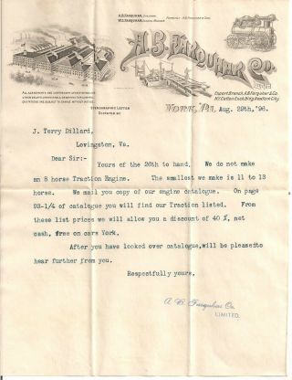 1896 A.  B.  Farquhar York Pa.  Illustrated Letter