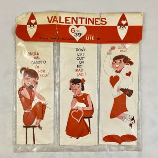 Vtg 1959 Doubl Glo Valentines Cards Nos Daddy - O Mad Lad Retro 2